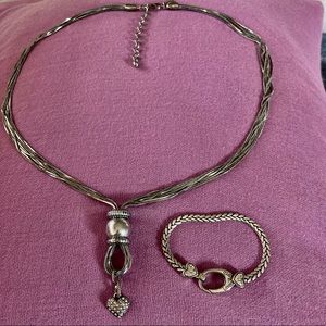 Lot Brighton Necklace Bracelet Heart Silver Tone Chicos & Brighton Bag silver